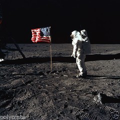 NASA Photo Apollo 11 Buzz Aldrin On The Moon US Flag 20 X 20 Cm Digital Print