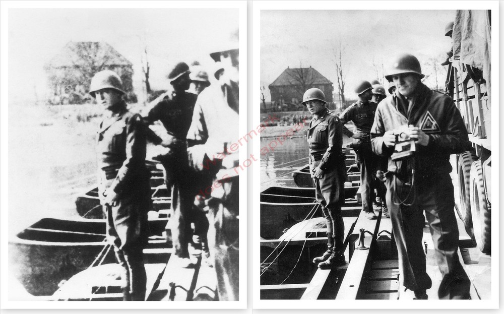 General George Patton Urinating In Rhine River Pair Of WWII 8 x 10 Photos