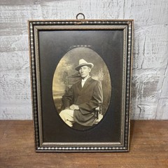 Antique Black and White Portrait in Wood Frame