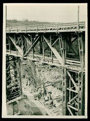 Bridge under construction – construction site of a large bridge – photo 9x12cm