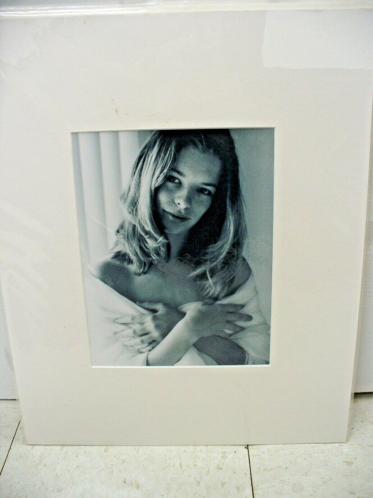 MATTED PHOTOGRAPHY Woman by Window Wrapped in Blanket Black and White 16×20