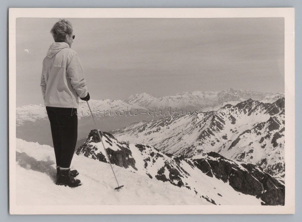 Verbier Valais Switzerland 1968 – Savoleyre’s Woman with Ski Pole – Vintage Photo 1960s