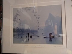 Vintage Asian Signed Framed G Liang “Fishing in Spring At Li River” Photograph