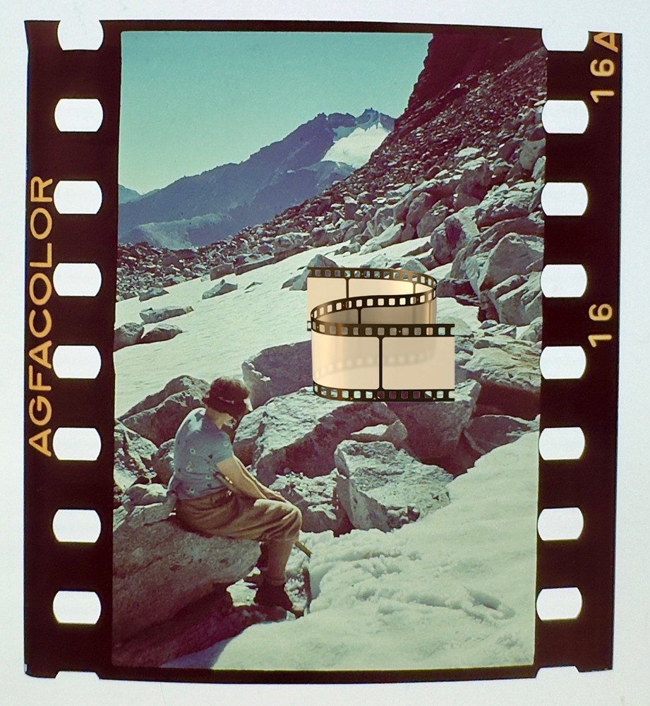 Original Agfacolor Colour Slide 3.5x4cm – Mountaineers in the Alps – 1938-39