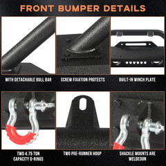 Off Road Front and Rear Bumpers Set Fit for Jeep Wrangler JK JKU 2007-2018 | Bui