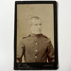 Antique CDV Photo Leitmeritz German Soldier Uniform H Klug Old Imperial WWI