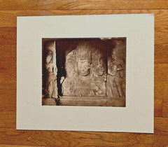 Original 1875 SAMUEL BOURNE Albumin Photograph Caves of Elephanta India Shiva