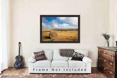 Country Photography Print – Picture of Hay Bales on Open Prairie in South Dakota
