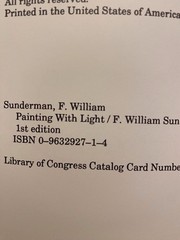 Painting With Light By F William Sunderman 1st Edition – Signed -Excellent