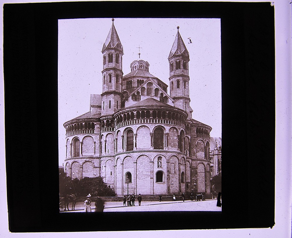 Apostle Church in Cologne around 1900 Orig. historic glass picture