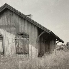 Abandoned Railroad Station Depot 4×5 Black White Glossy Photograph Original