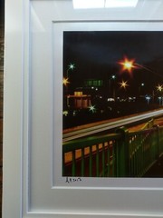 Orig. AP dramatic art photo of nighttime highway, signed/framed