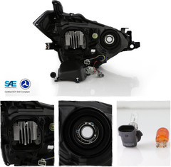 – Fits 2014 2015 2016 Toyota Corolla LED Tube DRL Running Projector Black Headli