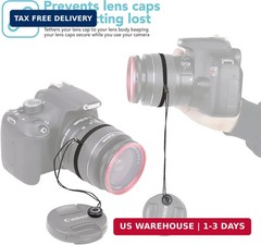 Foto&Tech Camera Lens Cap Leash with Elastic String, Compatible with Universal D