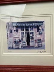 Framed Signed D. Jarry “Les Caves du Marais St. Catherine” Paris Café Print 11×9