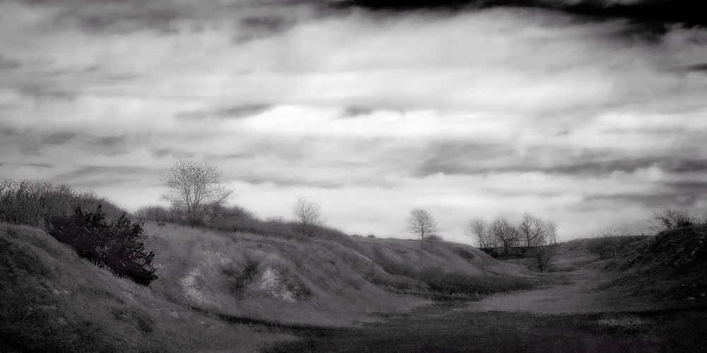 Fine Art Photography, Black and White print, 9×18, Draw, Trenton, Nebraska