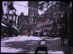 Freiburg Oberlinden Tram around 1900 Large Hist. glass picture no.1