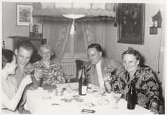Vintage Photo Family Celebrating Beautiful Ceiling Light Decor 1950s-2
