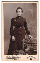 Photography Adolf Winkler, Görlitz, Berliner Strasse 12, portrait lady in long