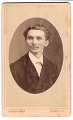 Photograph Gustav Unger, Forst N. L., next to the post office, elegant gentleman with wide