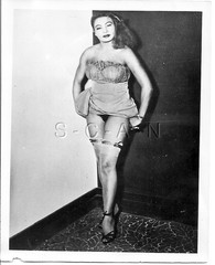 Vintage Nude 1940s-60s Real Photo- Woman Lifts Skirt- Up Skirt- Stockings- Legs