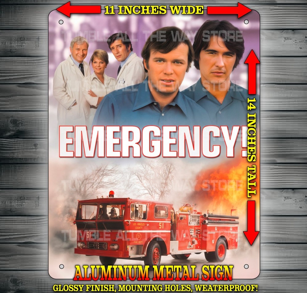 Emergency 1972 Station 51 TV Show Glossy Metal Sign Wall Art 11″ x 14″