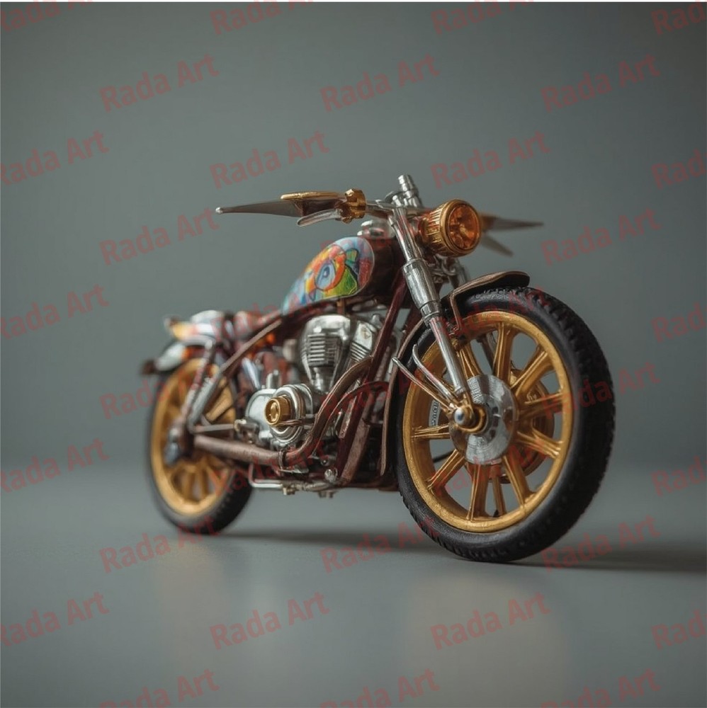 Digital Poster Vintage Image Artwork Art Ai Picture Photo Wallpaper Bike Vehicle