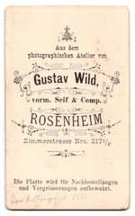 Photograph Gustav Wild, Rosenheim, Zimmerstr. 217 1/4, married couple in plain K
