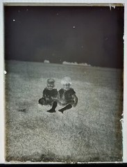 Great Antique Photo Glass Plate, Rare Glass Negative, 2 Cute Babies – Circa 1930 – Rare
