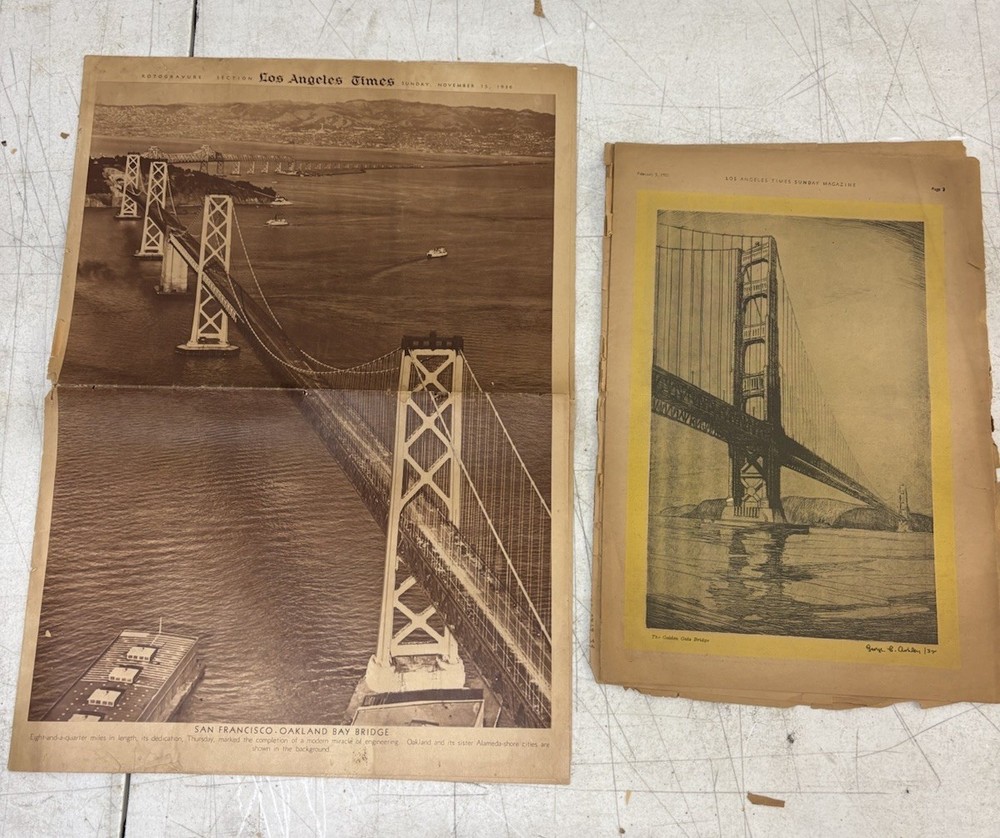 Golden Gate Bridge San Francisco California 1933 1936 L.A Times Art/Press Photo