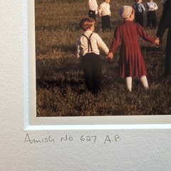 Bill Coleman Signed Amish No 627 Matted Photograph School Children Farm