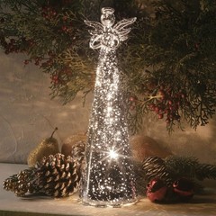 ART & ARTIFACT Lighted Angel Statue – LED Light Mercury Glass Finish Angel St…