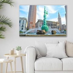 Cleveland Ohio Wall Art, Skyline & Fountain, Fine Art Photo Metal, Canvas, Paper