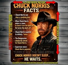 Chuck Norris Facts Funny Sign Of A Real Legend Metal Sign Art 14×11″