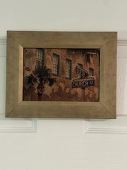 Charleston SC French Quarter Queen & Church St Sepia Photo Custom Framed Art EUC