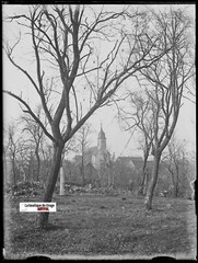 Village, Alsace, Church, Glass Photo Plate, Old Black & White Negative 9×12 cm