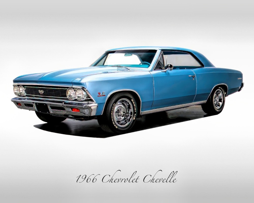 Classic Cars – 1966 Chevy Chevelle in Mist Blue – Muscle Car – Print
