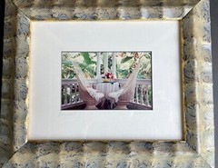 Framed Steve Vaughn Photograph «Key West» Signed Veranda Palm Fronds 11.5×13.75″