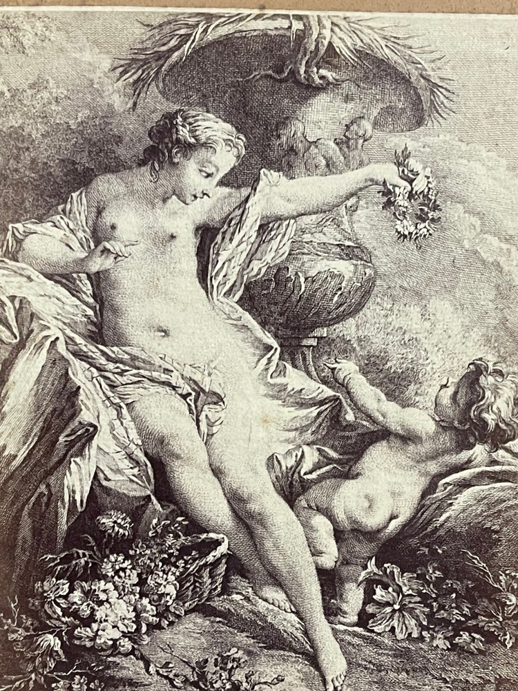Curiosa Albumen Photograph Engraving François Boucher A. Calavas Paris 1875