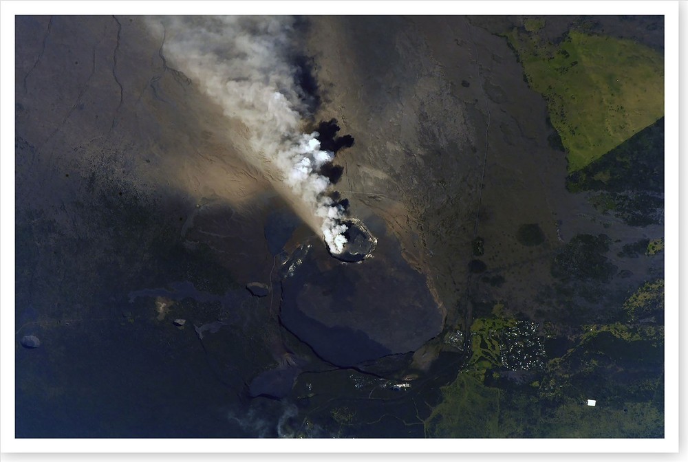 Space Station Photo Of Kilauea Volcano Ash Plume 2018 Hawaii Silver Halide Photo