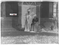 Ladies In Dress, Vintage Glass Photo Plate, Black & White Negative 9X12 Cm