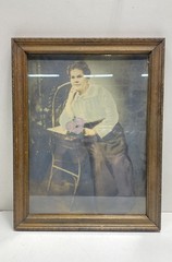 Woman Holding a Flower Colorized Photo Framed