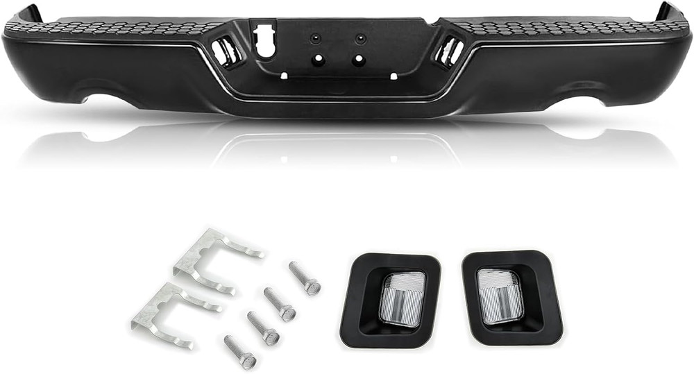 BRYGHT Black Steel Rear Bumper Assembly Replacement Compatible with 09-18 Dodge