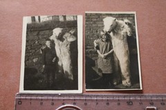 Two Great Vintage Photos – Kids and Person in Polar Bear Costume – 1920s-30s