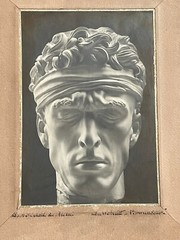 Photo Artwork Arno Brekker Sculpture Head Warrior Wounded Titled In Pen
