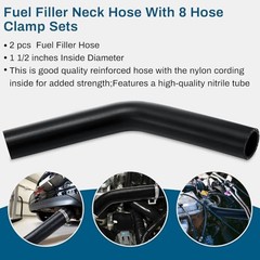 2 Pcs Gasoline Fuel Filler Neck Hose with 8 Clamp Setes 1 1/2 Inch 45 Degree
