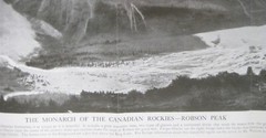 Original 1913 B&W Panorama Photo ROBSON PEAK Canadian Rockies Glaciers Berg Lake