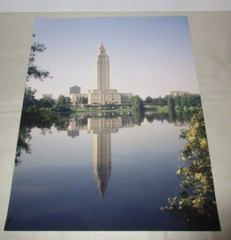 Beautiful Photograph of Louisiana Capitol Building Reflection on Lake 11 x 14″