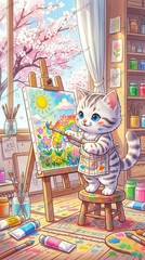 Digital Image Picture Photo Wallpaper Background Desktop Anime Cat Paint AI Art