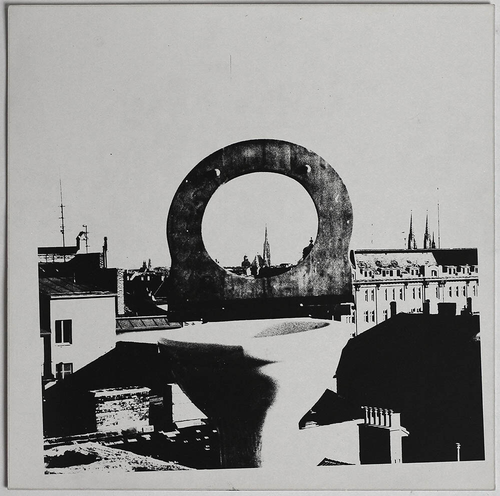 Oversized 1970s Vienna city from rooftop, experimental, by Karl Knezu